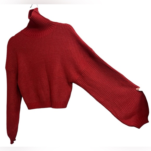 ZAFUL sz Lg Long Sleeve Pullover Cropped Mock Neck Oversized Ribbed Sweater - Picture 3 of 9